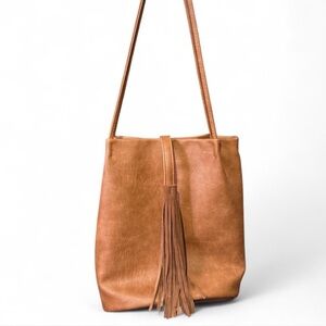 Elegant Tan Faux Leather Shoulder Bag